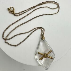 Vintage 1940s WWII era gold filled glass artillery pendant Sweetheart necklace